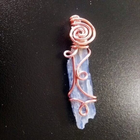 Raw/Rough Kyanite Pendant ~ Wire Wrapped ~ Unique Femme Design - Copper Wire! - Picture 2 of 8